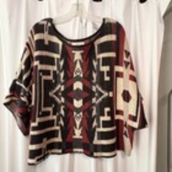 Denim & Supply Ralph Lauren Vintage Women's Aztec Western Cropped Knitted Top LG - Picture 5 of 8
